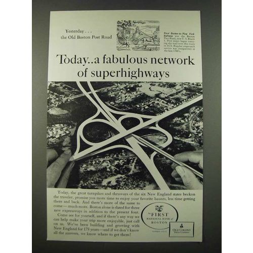 1962 First National Bank of Boston Ad - Fabulous Network of Superhighways