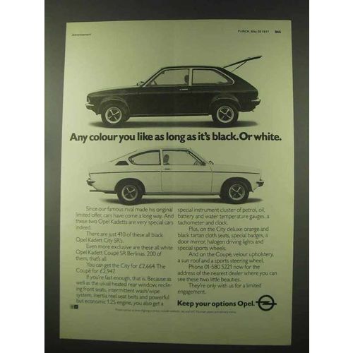 1977 Opel Kadett City SR & Kadette Coupe SR Berlina Ad