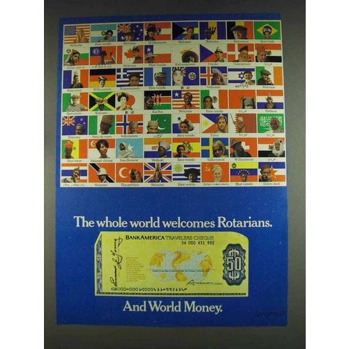1978 Bank America Travelers Cheque Ad - World Welcomes