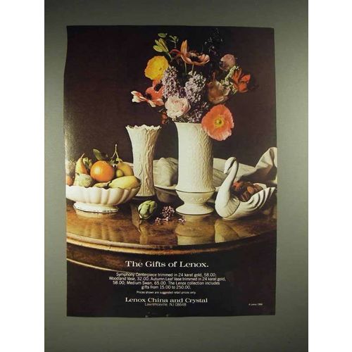 1985 Lenox Symphony Centerpiece, Woodland Vase, Swan Ad