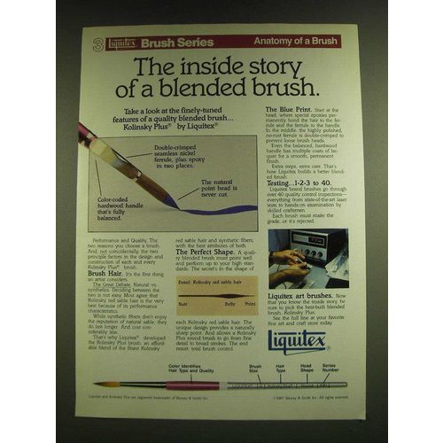 1990 Binney & Smith Liquitex brushes Ad - The inside story of a blended brush