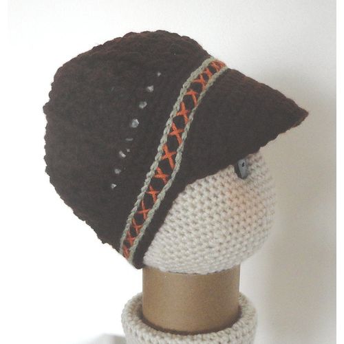 Hat #H09 boys crochet visor cap 6 - 10 years