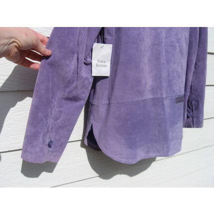 Womens Art Wear Leather Shirt Jacket Small 40 Chest Purple Expressions Leslie