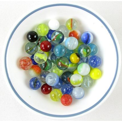 Vintage Lot of 50 Assorted Glass Marbles, Played With Condition