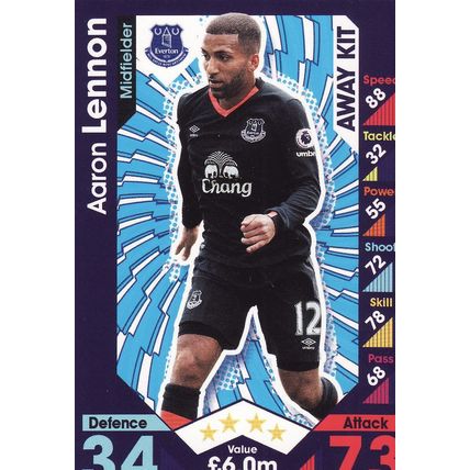 Match Attax 2016/2017 366 Aaron Lennon Away Kit Everton