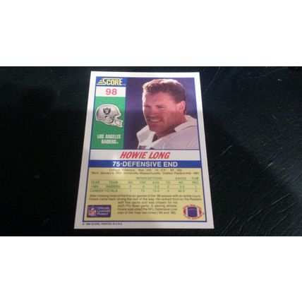 1990 Score Football Card # 098 Howie Long Excellent-Mint (6) Los Angeles Raiders