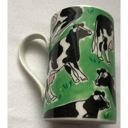 DUNOON Animal Farm Fresian Cow Green Mug / Beaker STONEWARE Made in Scotland