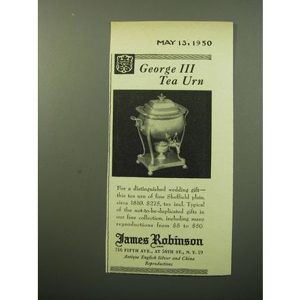 1950 James Robinson George III Tea Urn Advertisement