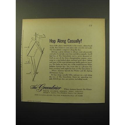 1950 The Greenbrier Resort Ad - Hop Along Casually!