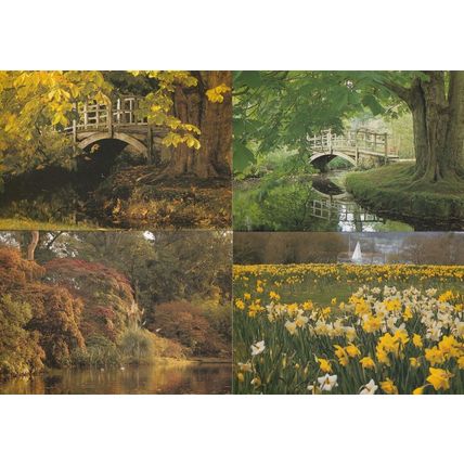 Exbury Gardens River Bridge Hampshire Boat 4x Postcard s