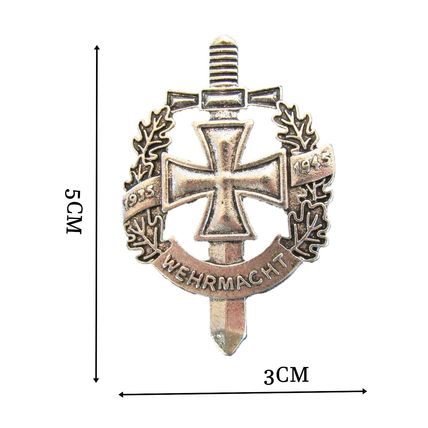 Pin Badge Wehrmacht 1935-1945 Replica Silver Brooch German Gift Bag 5 x 3 cm BA7