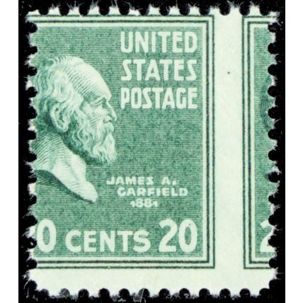 825, MNH (gum skip) 20¢ Misperfed High Value Prexi Error - Stuart Katz