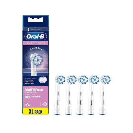 Genuine Oral-B Clean Care Sensitive Replacement Toothbrush Head Pack of 5 Counts