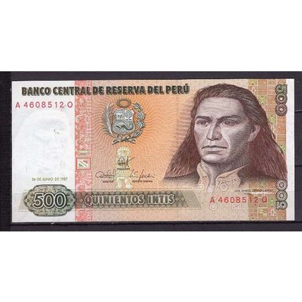 BILLET DE BANQUE PEROU 500 INTIS 1987 PICK 134 NEUF