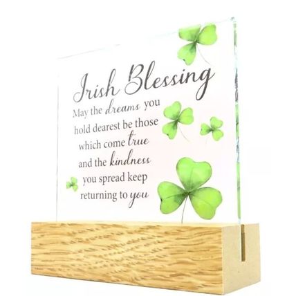 Irish Blessing Freestanding Plaque with Sentimental Verse 11 CM Wooden Base