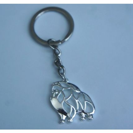 POMERANIAN METAL KEY RING WITH KEY CHAIN & VELVET GIFT BAG