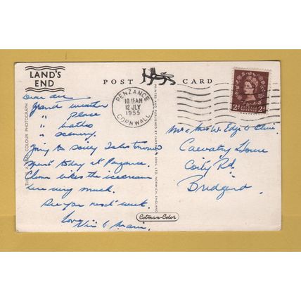 Cape Cornwall From Land`s End - Postally Used - Penzance 12th July 1955 Cornwall