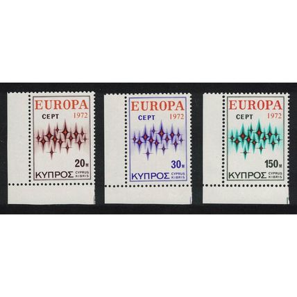 Cyprus Stars Europa 3v Corners 1972 MNH SG#387-389