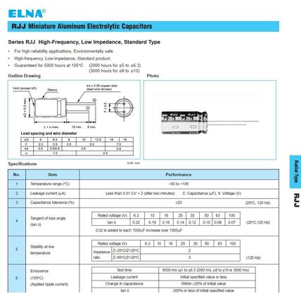 2 x 3300uF 10V ELNA RJJ Capacitor 105 degC Long Life High Reliability NEW