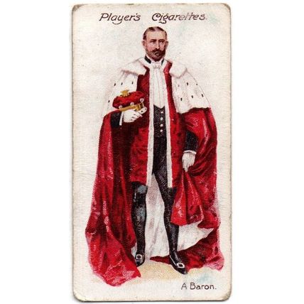 PLAYER'S CIGARETTE CARD CEREMONIAL & COURT DRESS 1911 No.20 A BARON