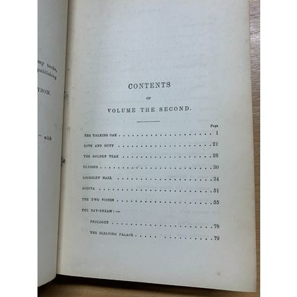 RARE* 1860 "POEMS OF ALFRED TENNYSON" VOLS 1 & 2 USA HARDBACK BOOKS (P6)