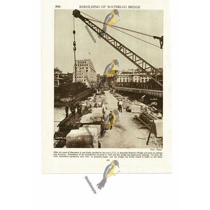 Demolishing Waterloo Bridge, London, 1934, Book Illustration (Print), 1935