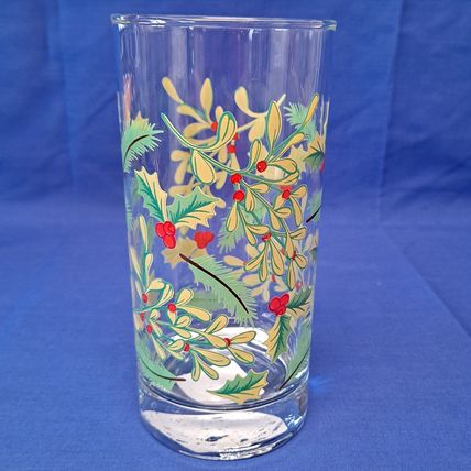 Lot 4 Royal Norfolk HOLLY BERRY Mistletoe GLASSES Christmas Tumblers 16 oz Drink