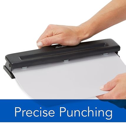 10-Sheet Desktop Three-Hole Adjustable Punch 9/32" Holes Black