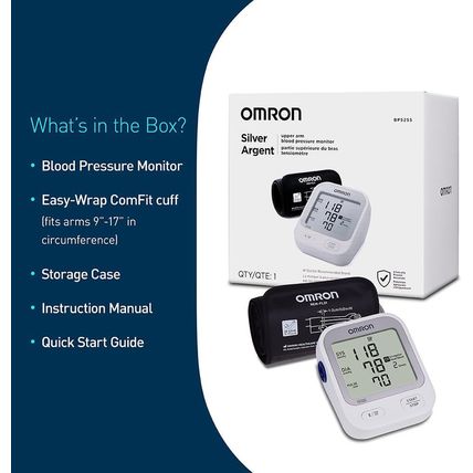 OMRON Silver Upper Arm Blood Pressure Monitor - Clinically Validated Blood Press