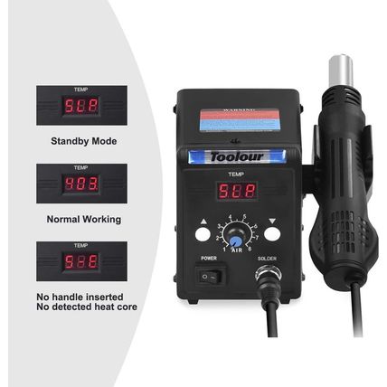 Hot Air Rework Station Solder Heat Gun,°F/°C Display,110V SMD Hot Air Gun,Temp.