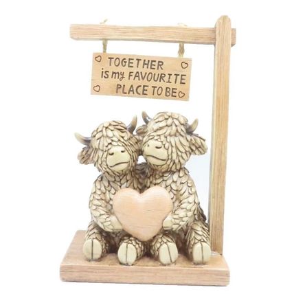 Highland Cattle Couple Ornament 21 CM Together is my Favourite Place To Be Gift