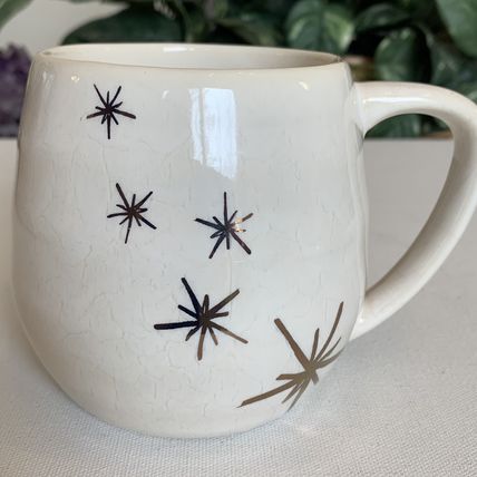 Atomic Starburst Mug Cup W Mushroom Lid Chrissy Teigen Stoneware Coffee Tea 18oz
