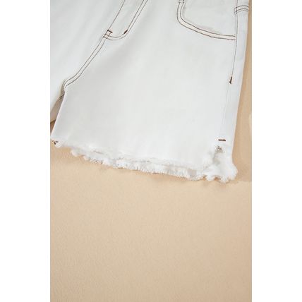 White Raw Hem High Waist Denim Shorts