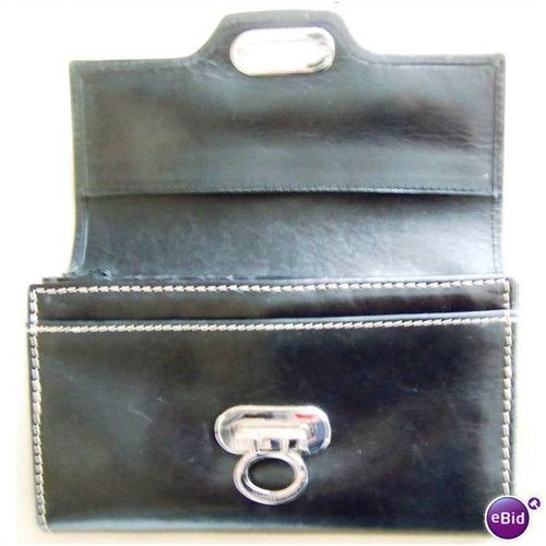 Jasper Conran Medium Black Flap Lock Leather Purse