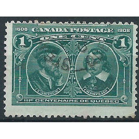 Canada 1908 SG189 1c Blue-Green Tricentennial Fine Used ....