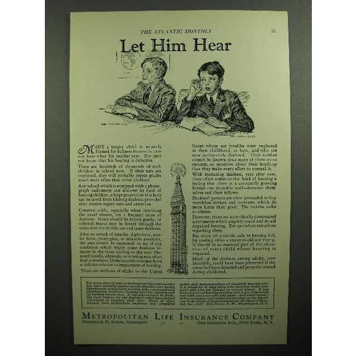 1932 Metropolitan Life Insurance Ad - Let Him Hear