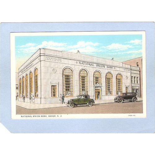 New Jersey Dover National Union Bank Street Scene Intersection w/Old Car~2086