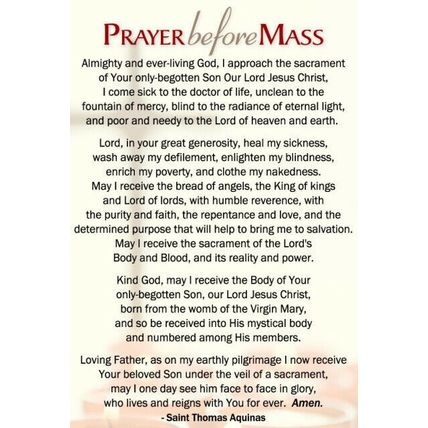 Prayer Before Mass, Prayer After Mass, Prayer Card, 4x6 inches, 5-pack