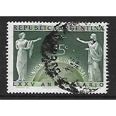 ARGENTINA REP 1949 75th ANNIV OF UPU 25c GREEN AND OLIVE SG812 FINE USED