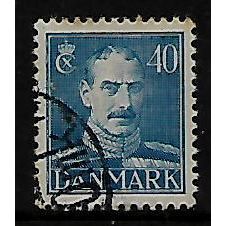 DENMARK 1942 KING CHRISTIAN X 40 ORE BLUE SG 333 FINE USED