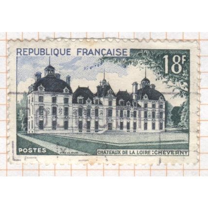 France 1954 - SG1210 - 18f indigo, blue & green - Cheverny Chateau - used 2