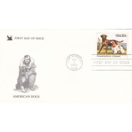 United States 1984 American Dogs FDC New York cancel Unaddressed VGC