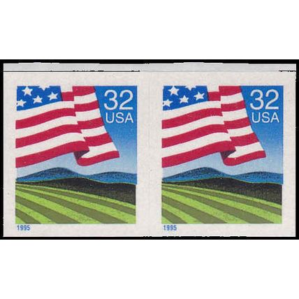 2919 32c U.S. Flag Over Porch Fine MNH BPS Hor Pair V4991