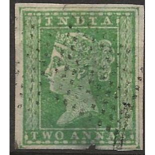 India 1854 SG31 2a Green 4 Margins Fine Used FILLER (thin) ..