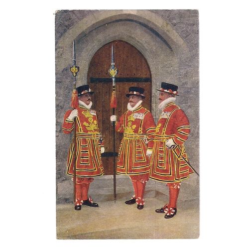 YEOMAN WARDERS, Tower of London unused vintage postcard Gale & Polden =