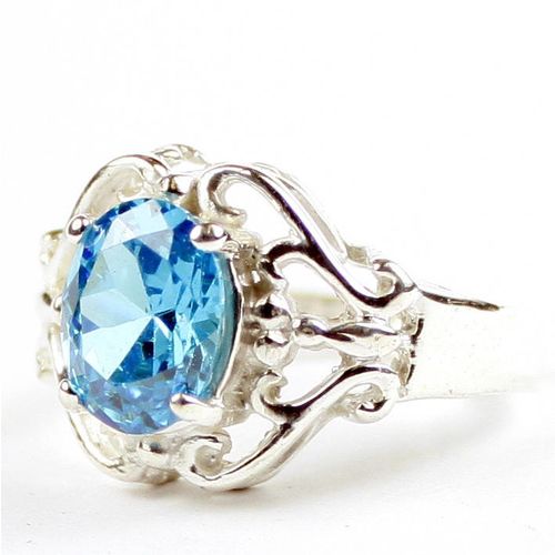 Swiss Blue CZ, 925 Sterling Silver Ladies Rings, SR169