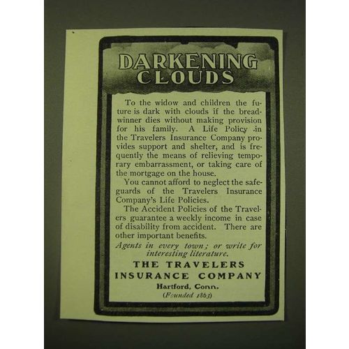1902 The Travelers Insurance Company Ad - Darkening Clouds