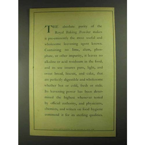 1903 Royal Baking Powder Ad - The Absolute Purity