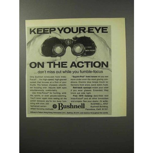 1970 Bushnell Binoculars Ad - Keep Eye on the Action