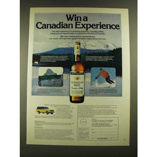1979 Canadian Mist Whisky Ad - Win a Canadian Experience